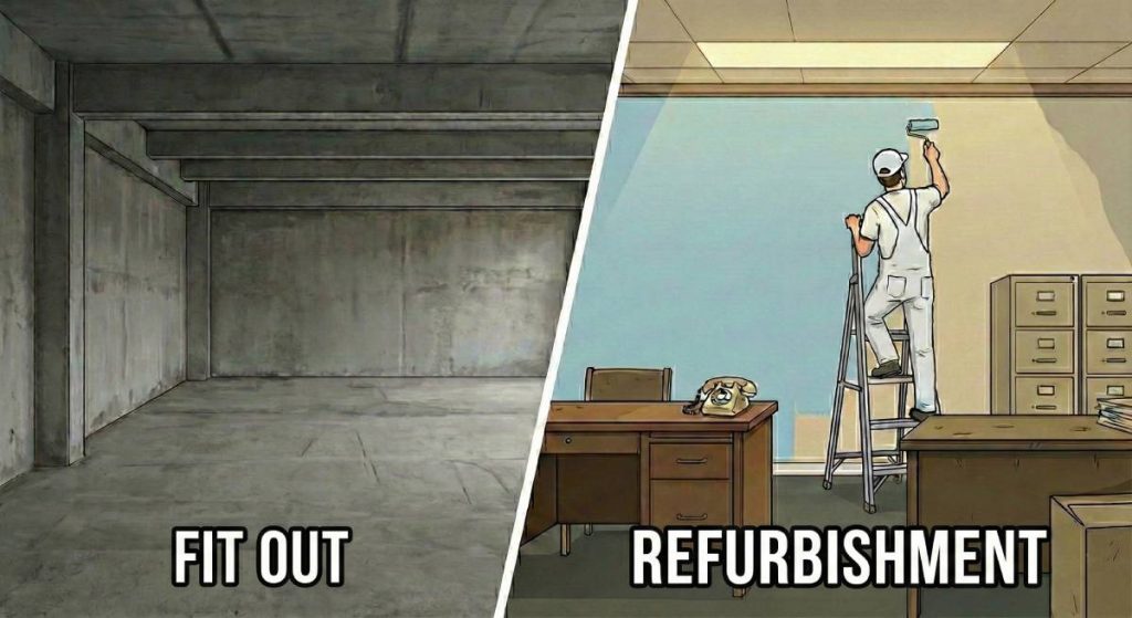 Difference between empty shell fit out and office renovation painting